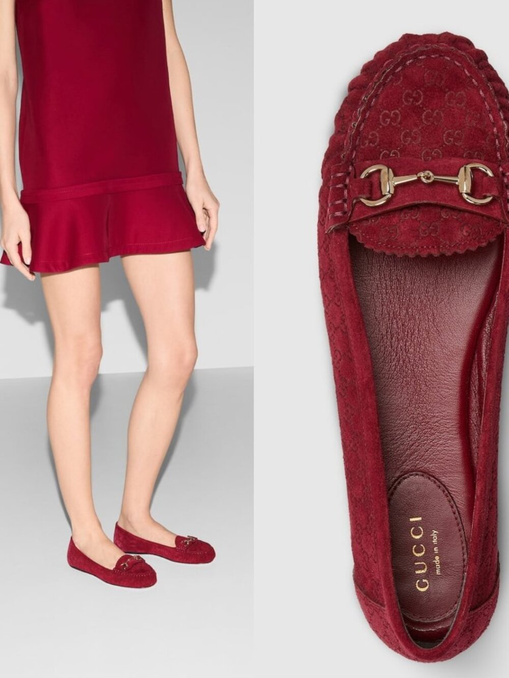 GUCCI SHOES KENSINGTON MINI GG SUEDE LEATHER HORSEBIT BALLERINA FLATS LOAFERS